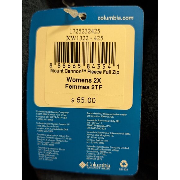 Columbia Womens Full-Zip Fleece Jacket 2X Navy Blue Warm & Cozy Outerwear - Picture 7 of 7